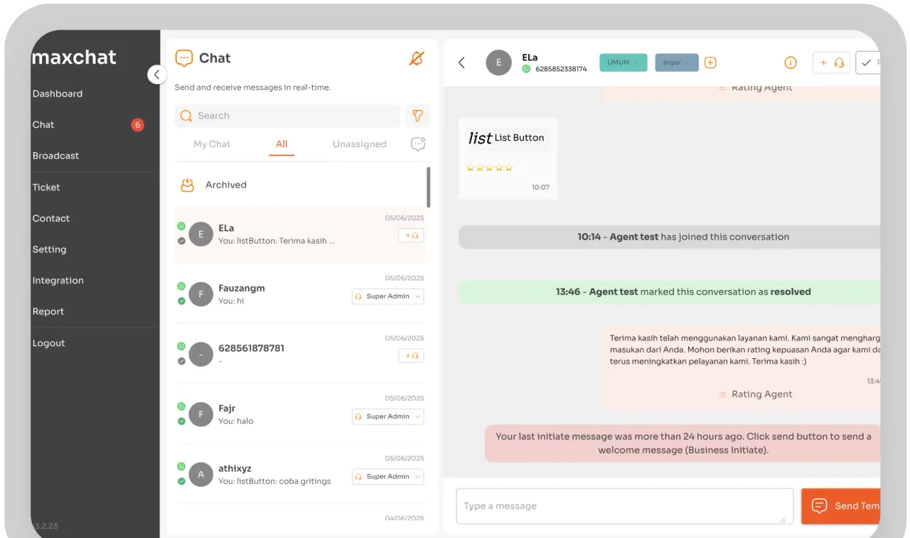 Tidak Ada Lagi Chat Tercecer